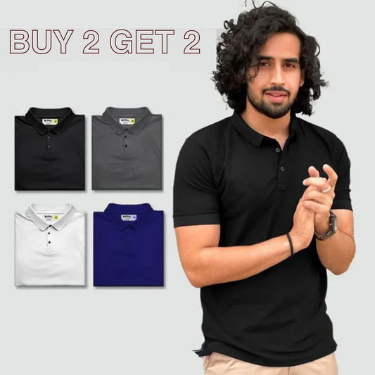 Buy 2 Get 2 Free: Men's Regular Fit Matte Polo T-Shirts (Pack of 4)